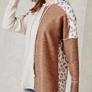 Leopard print patchwork top